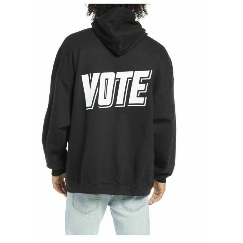 BP‎ Mens Size Large VOTE Long Sleeve Graphic Hoodie Hooded Sweatshirt Black $59